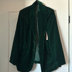 $ firm Aqua Emerald Velvet Blazer